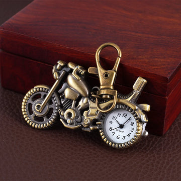 Quartz watch Small bronzed motorcycle shape pocket watch Small racing nostalgic pocket watch wall watch