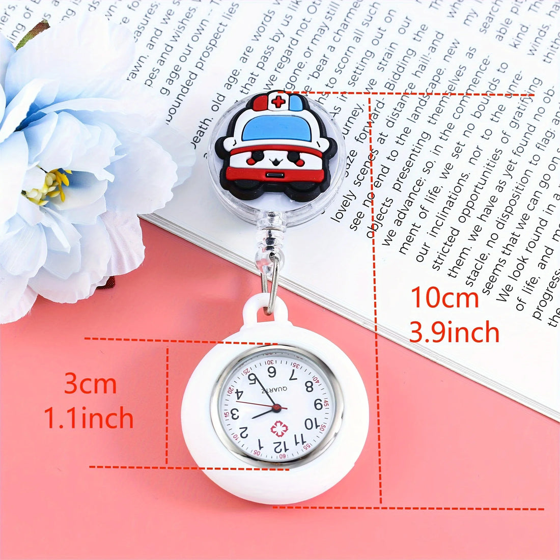 Cartoon Collar Telescopic Nurse Watch Hanging Watch Cute Girl Chest Watch Student Exam Doctor's Pocket Watch Watch