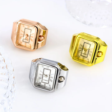 Square ring watch, minimalist finger watch, quartz watch, couple watch, creative ring watch