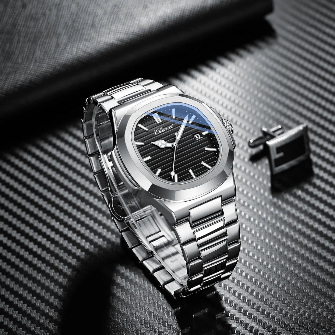 Fashion Couple Watches Men and Women Business Luxury Stainless Steel Quartz Wristwatch Waterproof Luminous Couple Watch Pair Set