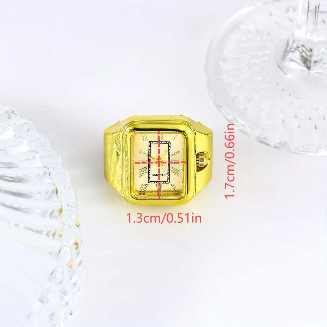 Square ring watch, minimalist finger watch, quartz watch, couple watch, creative ring watch